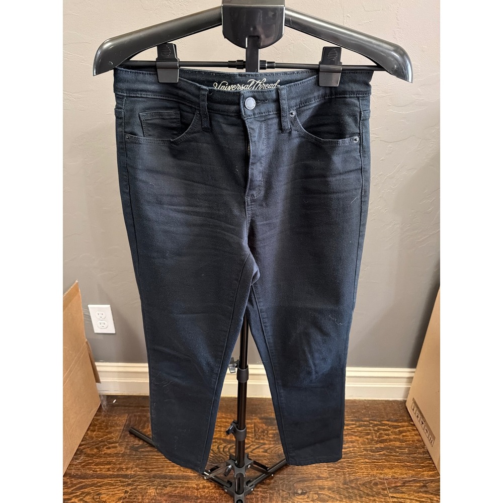 Universal Thread Womens High-Rise Skinny Jeans Black Denim Size 6/28L Long